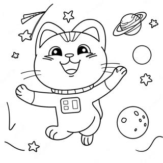 Avontuurlike Karakter Kat In Die Ruimte Inkleurblad 74754-17998