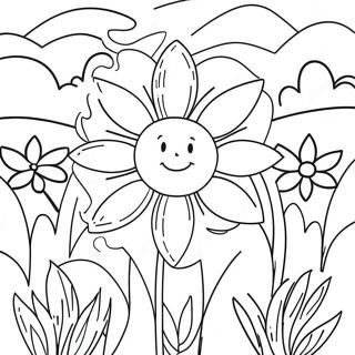 Levendige Blou Blom Tuin Inkleurblad 74883-18102