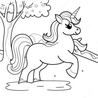 Speelse Unicorn In Sneeu Inkleurblad 75680-18718