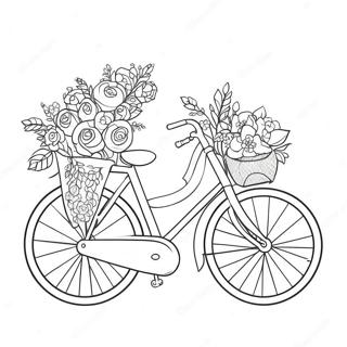 Fiets Met Blomme Inkleurblad 76119 19061