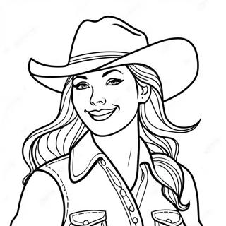 Gelukkige Cowgirl In Westerse Kleding Inkleurblad 76322-19219