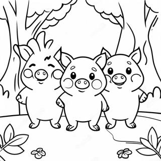 Drie Klein Varke In N Woud Inkleurblad 76603 19441