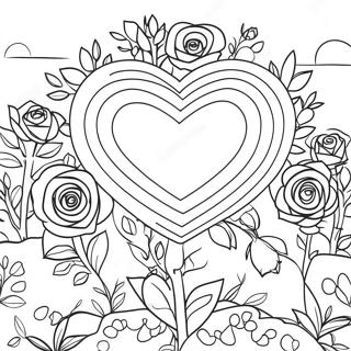 Kleurvolle Hart Roos Tuin Inkleurblad 76627-19458