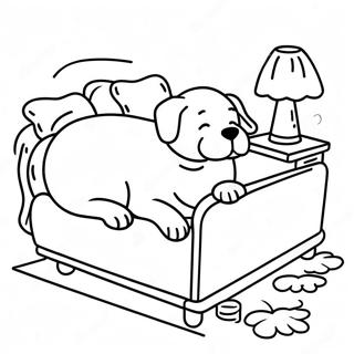 Slaperige Hond Op N Gemaklike Bed Inkleurblad 77502-20124