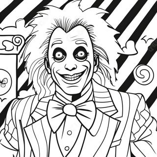 Beetlejuice In Sy Gestreepte Pak Inkleurblad 79409-21589