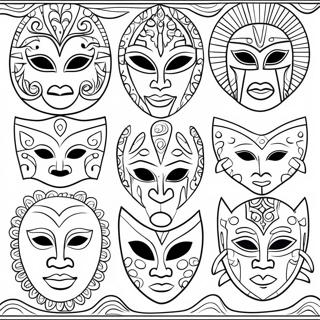 Kleurvolle Afrikaanse Maskers Inkleurblad 80133-22145