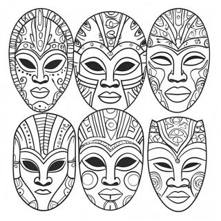 Kleurvolle Afrikaanse Maskers Inkleurblad 80133-22146