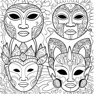 Kleurvolle Afrikaanse Maskers Inkleurblad 80133-22147