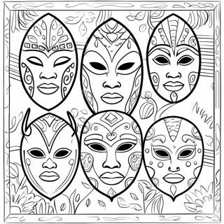 Kleurvolle Afrikaanse Maskers Inkleurblad 80133-22148