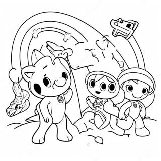 Schattige Reenboog Rangers Met Diere Inkleurblad 80287 22265