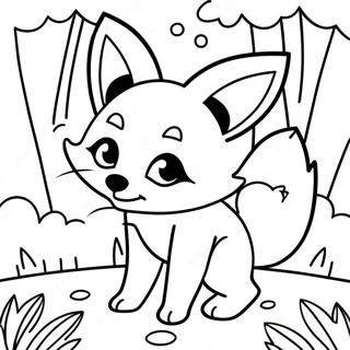 Speelse Kawaii Vos In Die Woud Inkleurblad 83089-24470
