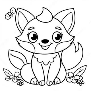 Gelukkige Kawaii Vos Met N Vlinder Inkleurblad 83090-24474