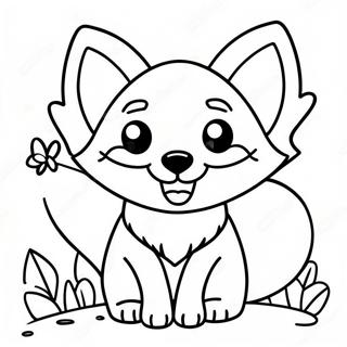 Gelukkige Kawaii Vos Met N Vlinder Inkleurblad 83090-24476