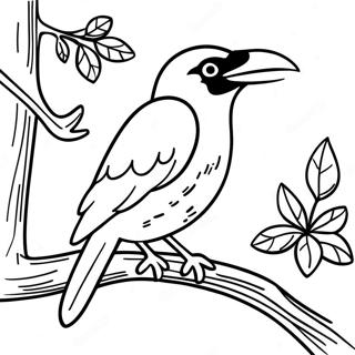 Realistiese Kraaivogel Wat Op N Tak Sit Inkleurblad 84420-25517