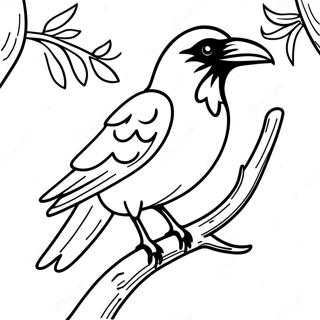 Realistiese Kraaivogel Wat Op N Tak Sit Inkleurblad 84420-25518