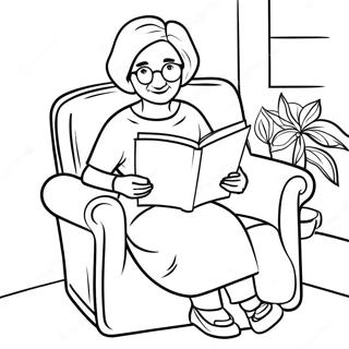 Lieflike Ouma Wat N Boek Lees Inkleurblad 84549 25617