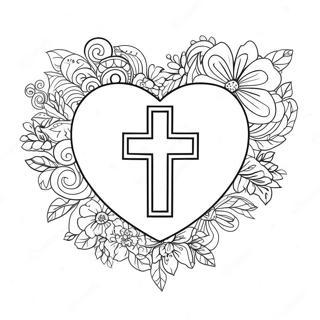 Charmante Hart Met Kruis Inkleurblad 84755-25781