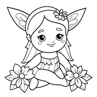 Pragtige Fee Met Blomme Inkleurblad 87032-27641