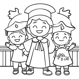 Vrolike Kleuterskool Afstudeer Seremonie Inkleurblad 88677-29095