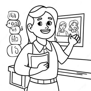 Vrolike Onderwyser Wat Studente Groet Inkleurblad 88857 29234