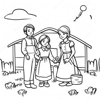 Klein Huis Op Die Prairie Gesins Toneel Inkleurblad 89137-29444