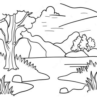 Kleurvolle Aquarel Sonsondergang Landskap Inkleurblad 90066-30162