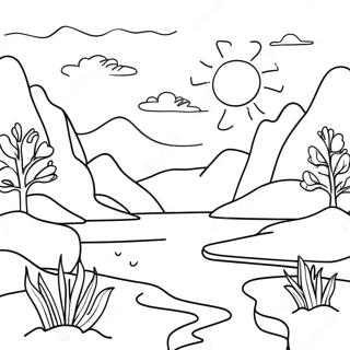 Kleurvolle Aquarel Sonsondergang Landskap Inkleurblad 90066-30163