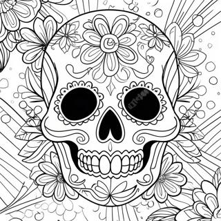 Kleurvolle Dag Van Die Dood Skedel Inkleurblad 90559-30542