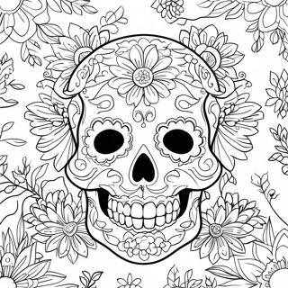 Kleurvolle Dag Van Die Dood Skedel Inkleurblad 90559-30544