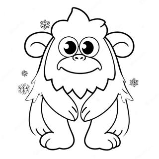 Vriendelike Yeti Met Sneeuvlokkies Inkleurblad 92609-32206