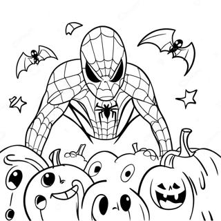 Spookagtige Spiderman Met Pampoene Inkleurblad 93019-32525