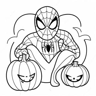 Spookagtige Spiderman Met Pampoene Inkleurblad 93019-32526