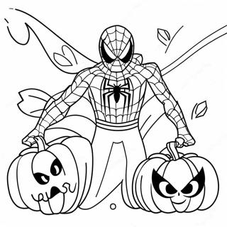 Spookagtige Spiderman Met Pampoene Inkleurblad 93019-32528