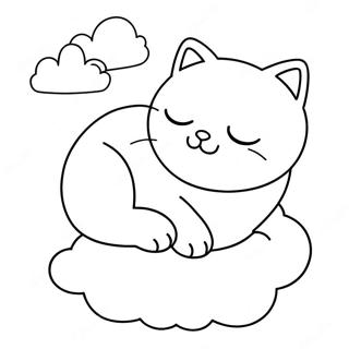 Anime Kat Wat Op N Wolk Sliep Inkleurblad 93691-33057