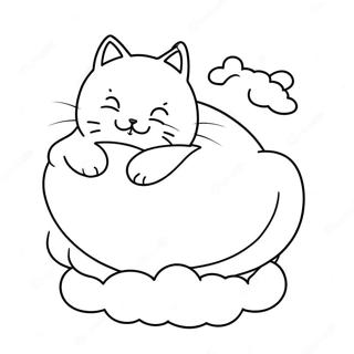 Anime Kat Wat Op N Wolk Sliep Inkleurblad 93691-33058
