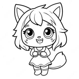 Speelse Gacha Life Wolf Meisie Inkleurblad 93792-33136