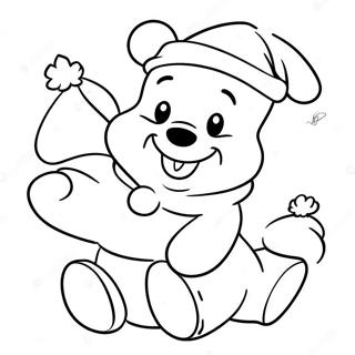 Vrolike Winnie Die Poeh Met Kersvader Hoed Inkleurblad 94025-33319