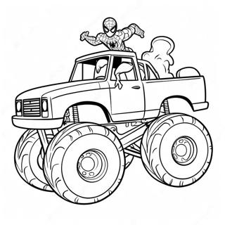 Spiderman Wat N Reusagtige Monster Truck Bestuur Inkleurblad 94074-33348