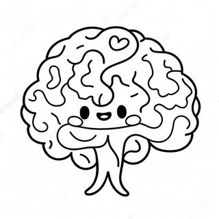 Gelukkige Brein Met Glimlagende Gesig Inkleurblad 94309 33534