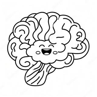 Gelukkige Brein Met Glimlagende Gesig Inkleurblad 94309 33605