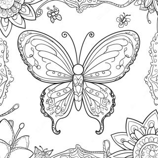 Speelse Vlinder Met Fantasie Elemente Inkleurblad 94360-33652