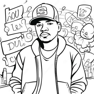 Hip Hop Bende Met Graffiti Muur Inkleurblad 94489-33869