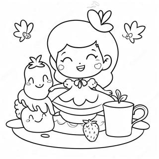 Charmante Aardbeikoek Tee Partytjie Inkleurblad 94903 34196