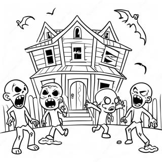 Zombies In N Spookhuis Inkleurblad 95109-34355