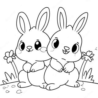 Schattige Sonbeskinnige Hasies Met Blomme Inkleurblad 96027-35106