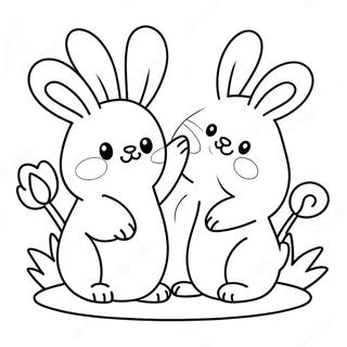 Schattige Sonbeskinnige Hasies Met Blomme Inkleurblad 96027-35107