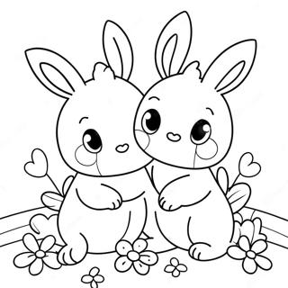 Schattige Sonbeskinnige Hasies Met Blomme Inkleurblad 96027-35108