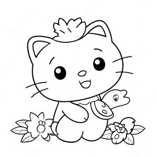 Schattige Hallo Kitty Met Kalkoen Inkleurblad 96077-35138