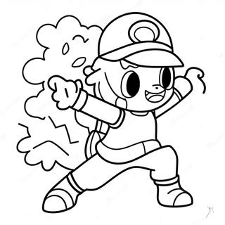 Ash Pokemon Trainer In Geveg Inkleurblad 96595-35542