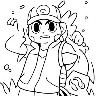 Ash Pokemon Trainer In Geveg Inkleurblad 96595-35544